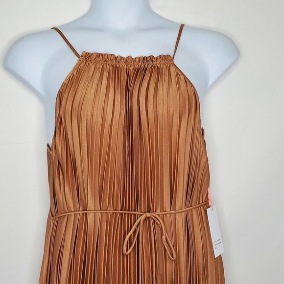 Rosevelvet Pleated Maxi Dress Size 1X NWT Halter-neckline Sleeveless Midi NEW - Picture 4 of 13